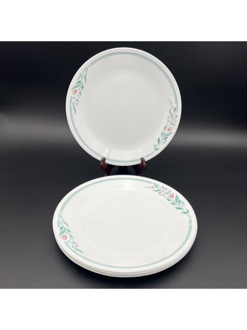 Corning Ware Corelle ROSEMARIE Set of 5 Dinner Plates 10-3/8" Pink Tulips USA